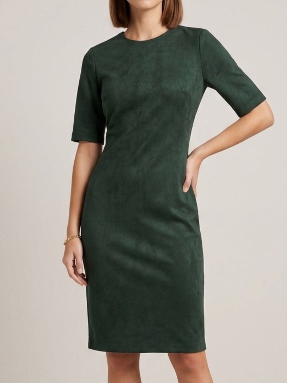 Anne Klein Business Office Green Short-Sleeve Sheath Knee Length Dress Size 10